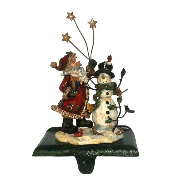 Santa and Snowman Snow Stars Birds 3D Heavy Metal Stocking Holder-Magical! - Picture 1 of 6